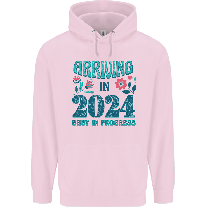Arriving 2024 New Baby Pregnancy Pregnant Mens 80% Cotton Hoodie Light Pink
