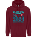 Arriving 2024 New Baby Pregnancy Pregnant Mens 80% Cotton Hoodie Maroon