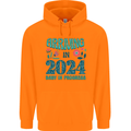 Arriving 2024 New Baby Pregnancy Pregnant Mens 80% Cotton Hoodie Orange