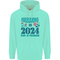 Arriving 2024 New Baby Pregnancy Pregnant Mens 80% Cotton Hoodie Peppermint