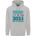 Arriving 2024 New Baby Pregnancy Pregnant Mens 80% Cotton Hoodie Sports Grey