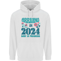 Arriving 2024 New Baby Pregnancy Pregnant Mens 80% Cotton Hoodie White