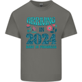 Arriving 2024 New Baby Pregnancy Pregnant Mens Cotton T-Shirt Tee Top Charcoal