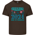 Arriving 2024 New Baby Pregnancy Pregnant Mens Cotton T-Shirt Tee Top Dark Chocolate