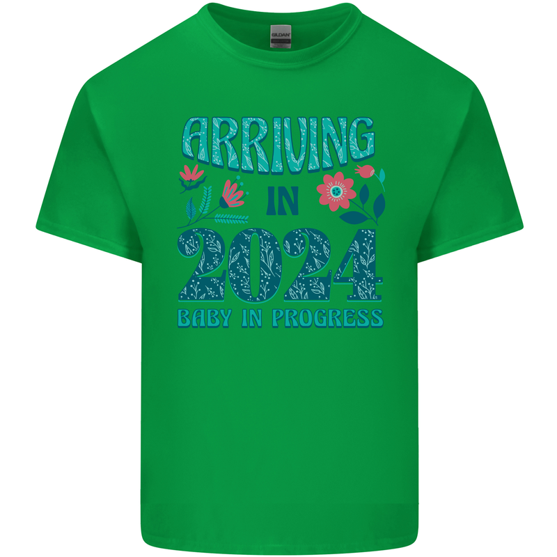 Arriving 2024 New Baby Pregnancy Pregnant Mens Cotton T-Shirt Tee Top Irish Green