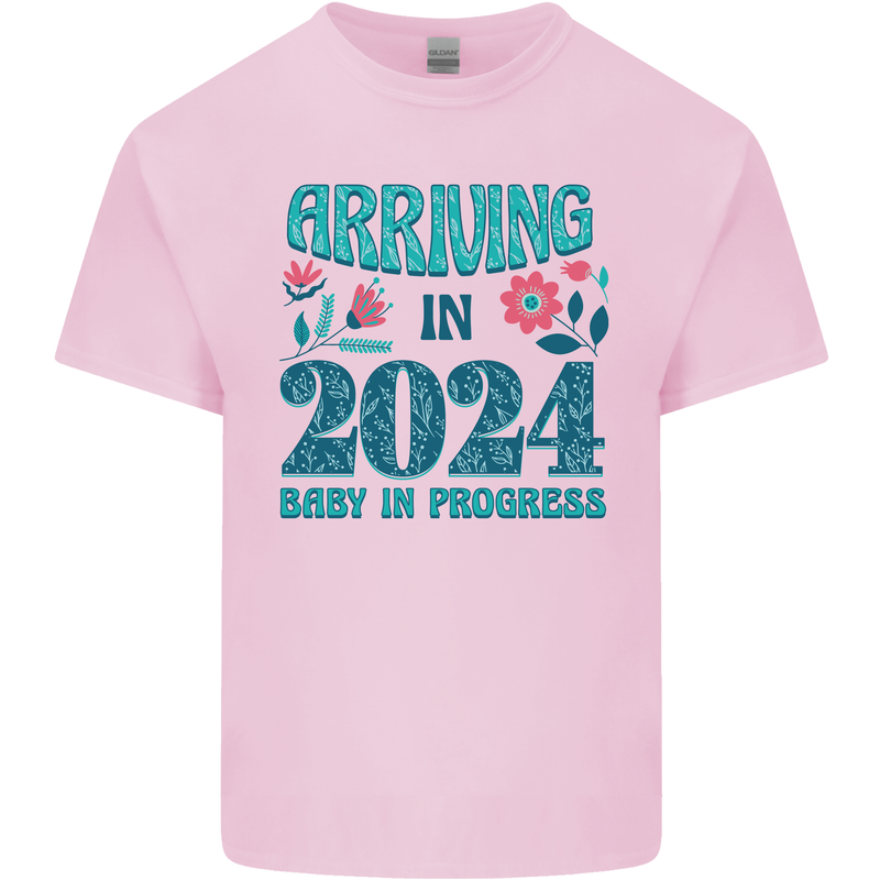 Arriving 2024 New Baby Pregnancy Pregnant Mens Cotton T-Shirt Tee Top Light Pink