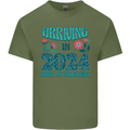 Arriving 2024 New Baby Pregnancy Pregnant Mens Cotton T-Shirt Tee Top Military Green