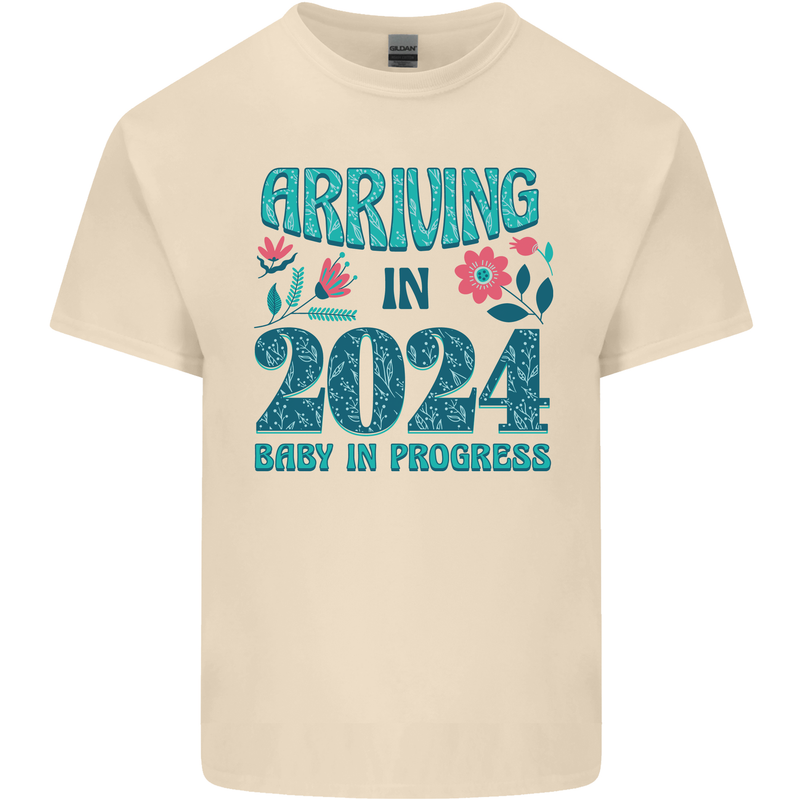 Arriving 2024 New Baby Pregnancy Pregnant Mens Cotton T-Shirt Tee Top Natural