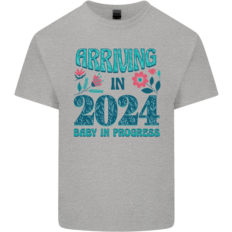 Arriving 2024 New Baby Pregnancy Pregnant Mens Cotton T-Shirt Tee Top Sports Grey