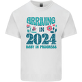 Arriving 2024 New Baby Pregnancy Pregnant Mens Cotton T-Shirt Tee Top White