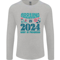 Arriving 2024 New Baby Pregnancy Pregnant Mens Long Sleeve T-Shirt Sports Grey
