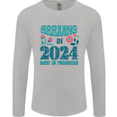 Arriving 2024 New Baby Pregnancy Pregnant Mens Long Sleeve T-Shirt Sports Grey