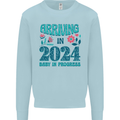Arriving 2024 New Baby Pregnancy Pregnant Mens Sweatshirt Jumper Light Blue