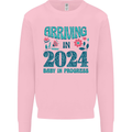 Arriving 2024 New Baby Pregnancy Pregnant Mens Sweatshirt Jumper Light Pink