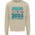 Arriving 2024 New Baby Pregnancy Pregnant Mens Sweatshirt Jumper Sand