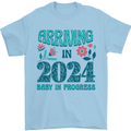 Arriving 2024 New Baby Pregnancy Pregnant Mens T-Shirt 100% Cotton Light Blue
