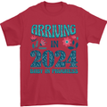 Arriving 2024 New Baby Pregnancy Pregnant Mens T-Shirt 100% Cotton Red