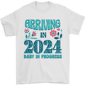 Arriving 2024 New Baby Pregnancy Pregnant Mens T-Shirt 100% Cotton White