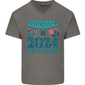 Arriving 2024 New Baby Pregnancy Pregnant Mens V-Neck Cotton T-Shirt Charcoal