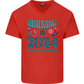 Arriving 2024 New Baby Pregnancy Pregnant Mens V-Neck Cotton T-Shirt Red