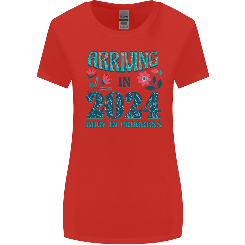 Arriving 2024 New Baby Pregnancy Pregnant Womens Wider Cut T-Shirt Red