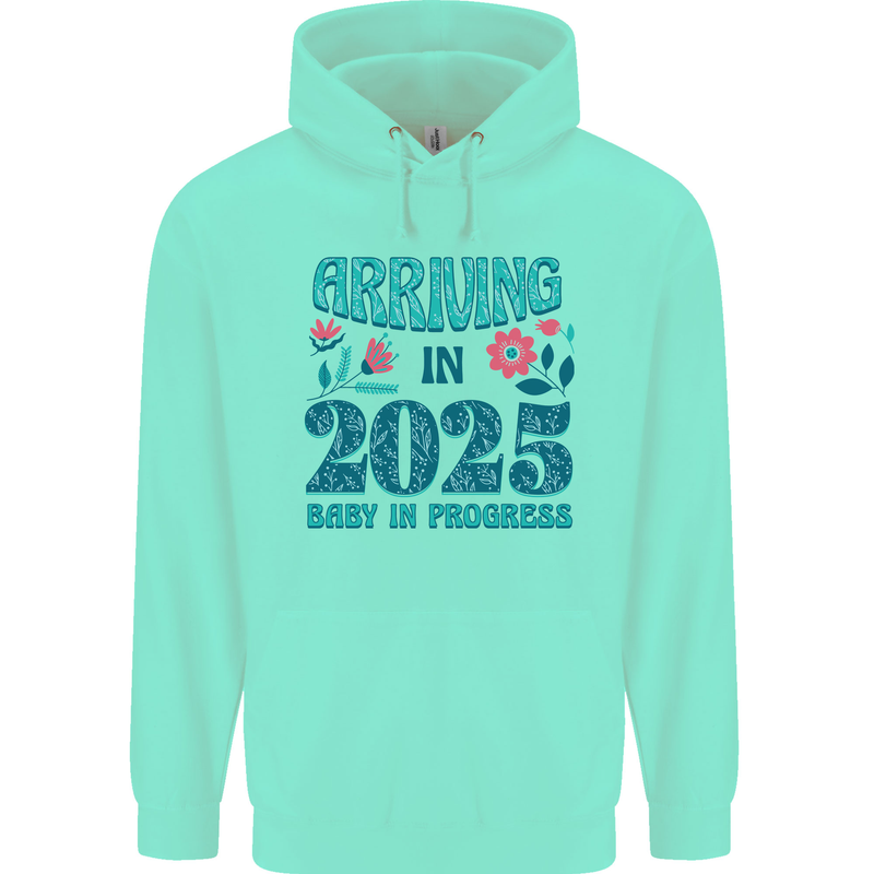 Arriving 2025 New Baby Pregnancy Pregnant Childrens Kids Hoodie Peppermint