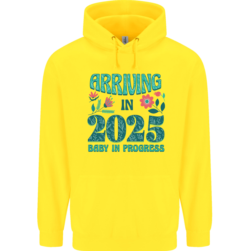 Arriving 2025 New Baby Pregnancy Pregnant Childrens Kids Hoodie Yellow