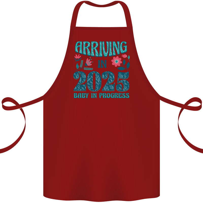 Arriving 2025 New Baby Pregnancy Pregnant Cotton Apron 100% Organic Maroon