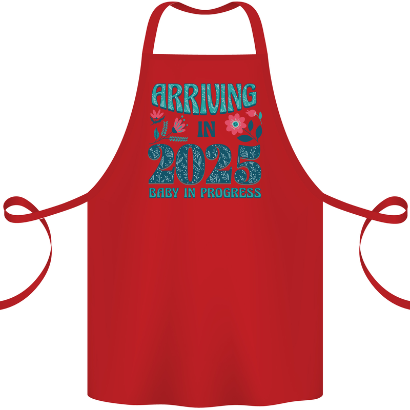 Arriving 2025 New Baby Pregnancy Pregnant Cotton Apron 100% Organic Red