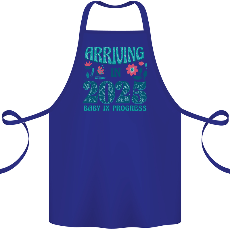 Arriving 2025 New Baby Pregnancy Pregnant Cotton Apron 100% Organic Royal Blue