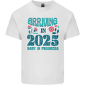 Arriving 2025 New Baby Pregnancy Pregnant Kids T-Shirt Childrens White