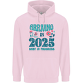 Arriving 2025 New Baby Pregnancy Pregnant Mens 80% Cotton Hoodie Light Pink