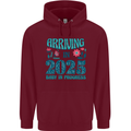 Arriving 2025 New Baby Pregnancy Pregnant Mens 80% Cotton Hoodie Maroon