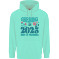 Arriving 2025 New Baby Pregnancy Pregnant Mens 80% Cotton Hoodie Peppermint