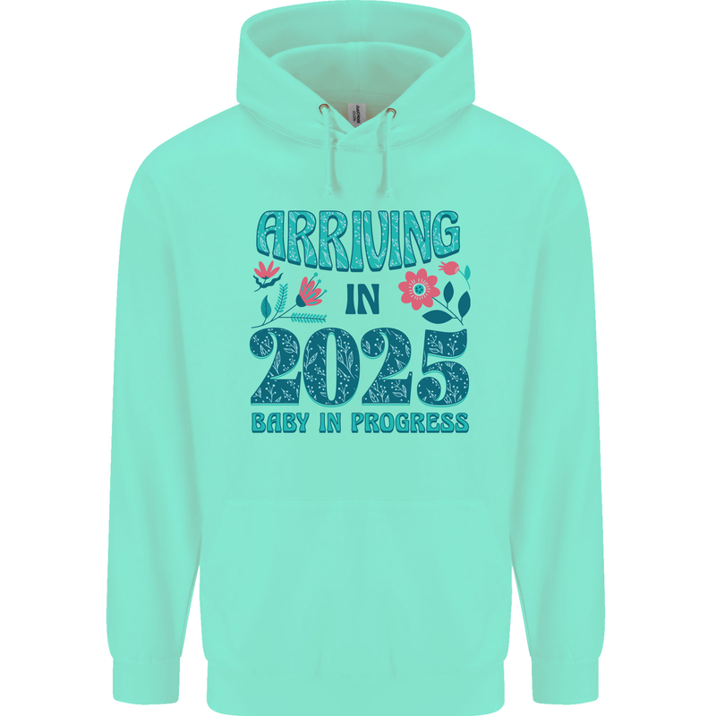 Arriving 2025 New Baby Pregnancy Pregnant Mens 80% Cotton Hoodie Peppermint