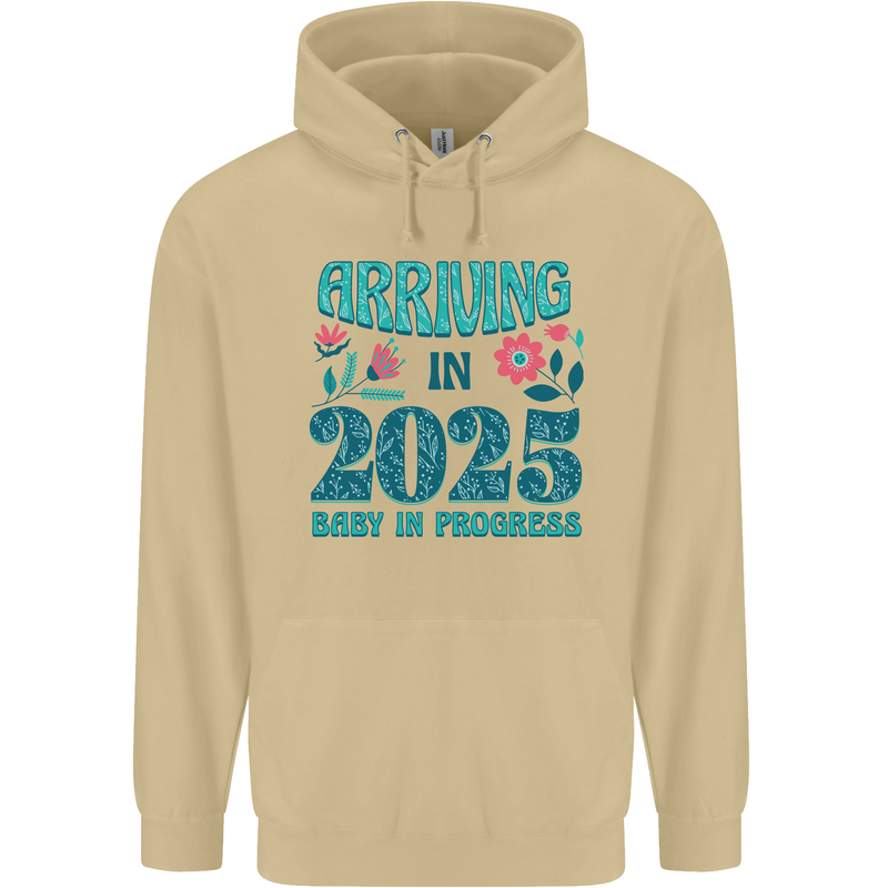 Arriving 2025 New Baby Pregnancy Pregnant Mens 80% Cotton Hoodie Sand