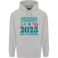 Arriving 2025 New Baby Pregnancy Pregnant Mens 80% Cotton Hoodie Sports Grey