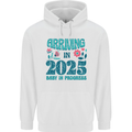 Arriving 2025 New Baby Pregnancy Pregnant Mens 80% Cotton Hoodie White