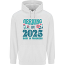 Arriving 2025 New Baby Pregnancy Pregnant Mens 80% Cotton Hoodie White