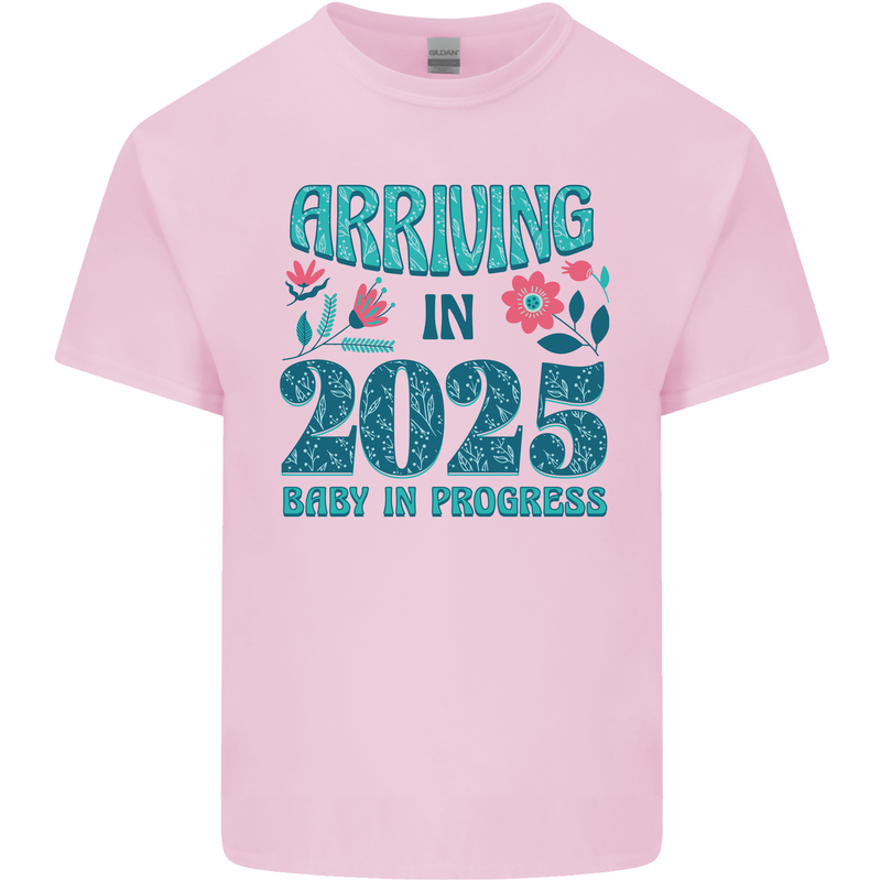 Arriving 2025 New Baby Pregnancy Pregnant Mens Cotton T-Shirt Tee Top Light Pink