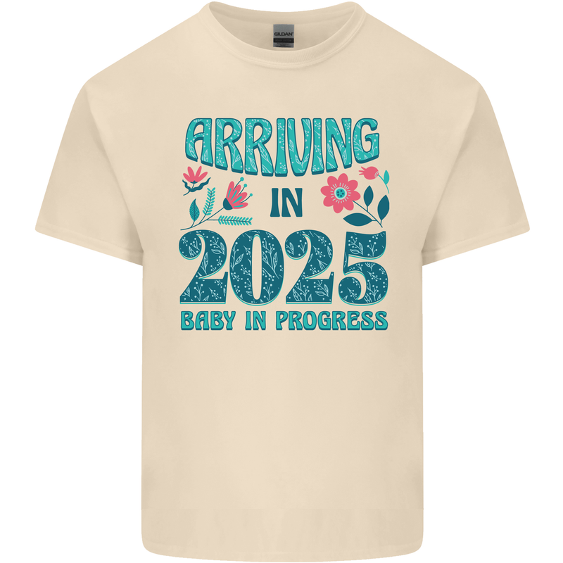 Arriving 2025 New Baby Pregnancy Pregnant Mens Cotton T-Shirt Tee Top Natural