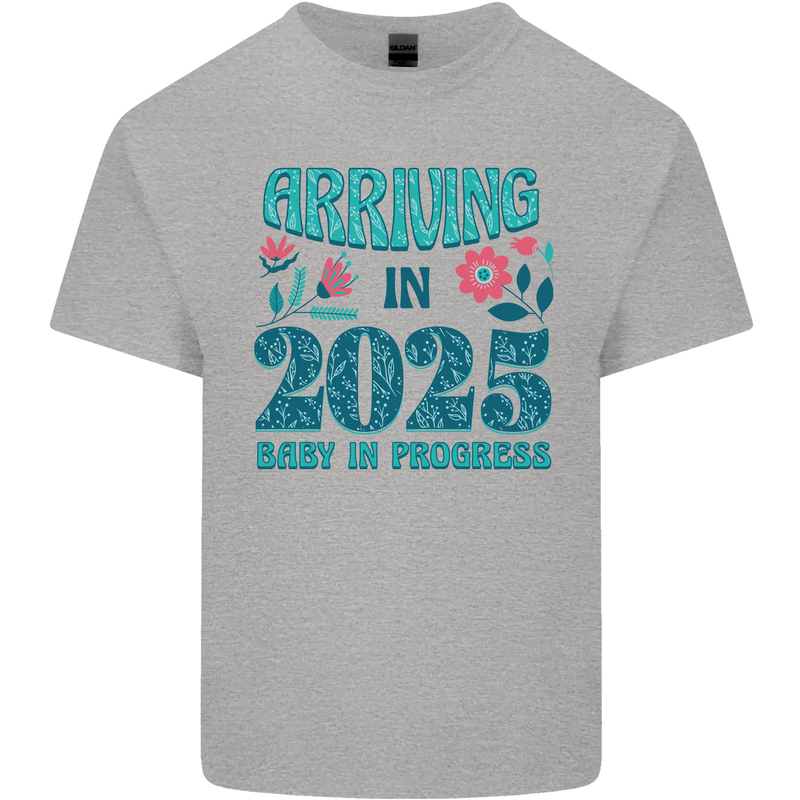 Arriving 2025 New Baby Pregnancy Pregnant Mens Cotton T-Shirt Tee Top Sports Grey