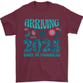 Arriving 2025 New Baby Pregnancy Pregnant Mens T-Shirt 100% Cotton Maroon