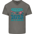 Arriving 2025 New Baby Pregnancy Pregnant Mens V-Neck Cotton T-Shirt Charcoal