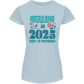 Arriving 2025 New Baby Pregnancy Pregnant Womens Petite Cut T-Shirt Light Blue