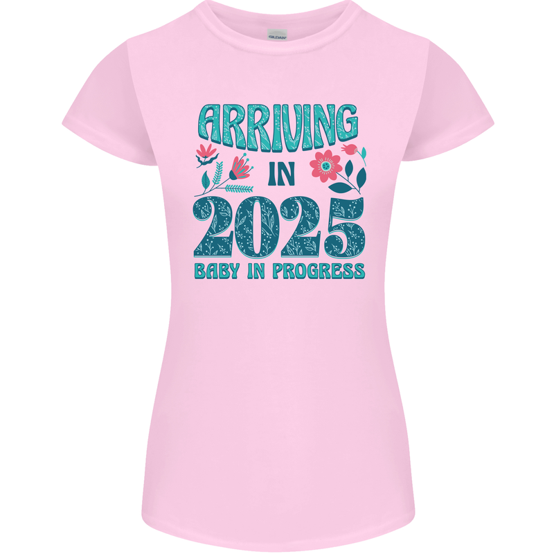 Arriving 2025 New Baby Pregnancy Pregnant Womens Petite Cut T-Shirt Light Pink