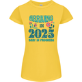 Arriving 2025 New Baby Pregnancy Pregnant Womens Petite Cut T-Shirt Yellow