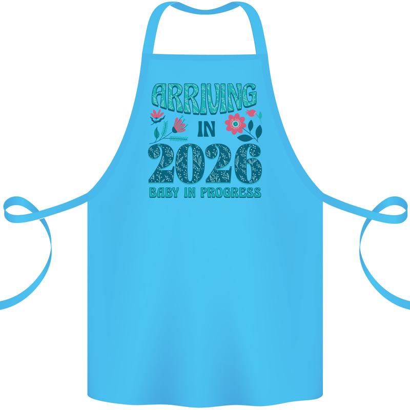 Arriving 2026 New Baby Pregnancy Pregnant Cotton Apron 100% Organic Turquoise