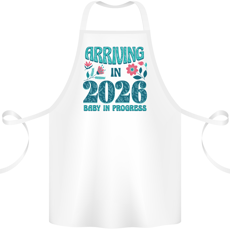 Arriving 2026 New Baby Pregnancy Pregnant Cotton Apron 100% Organic White