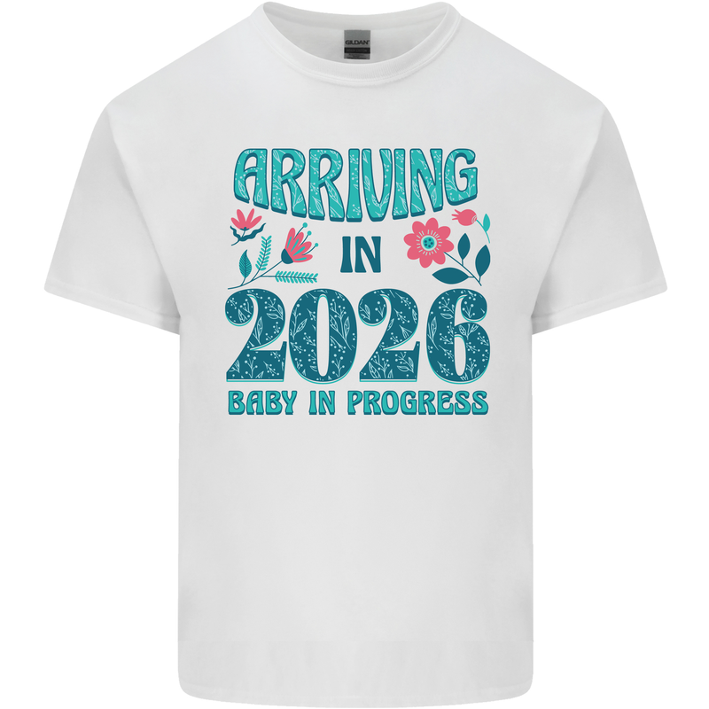 Arriving 2026 New Baby Pregnancy Pregnant Kids T-Shirt Childrens White
